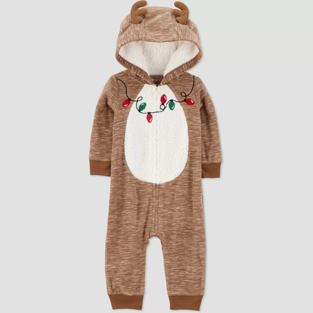 Carter's Reindeer Fleece Hooded Footie, 6M